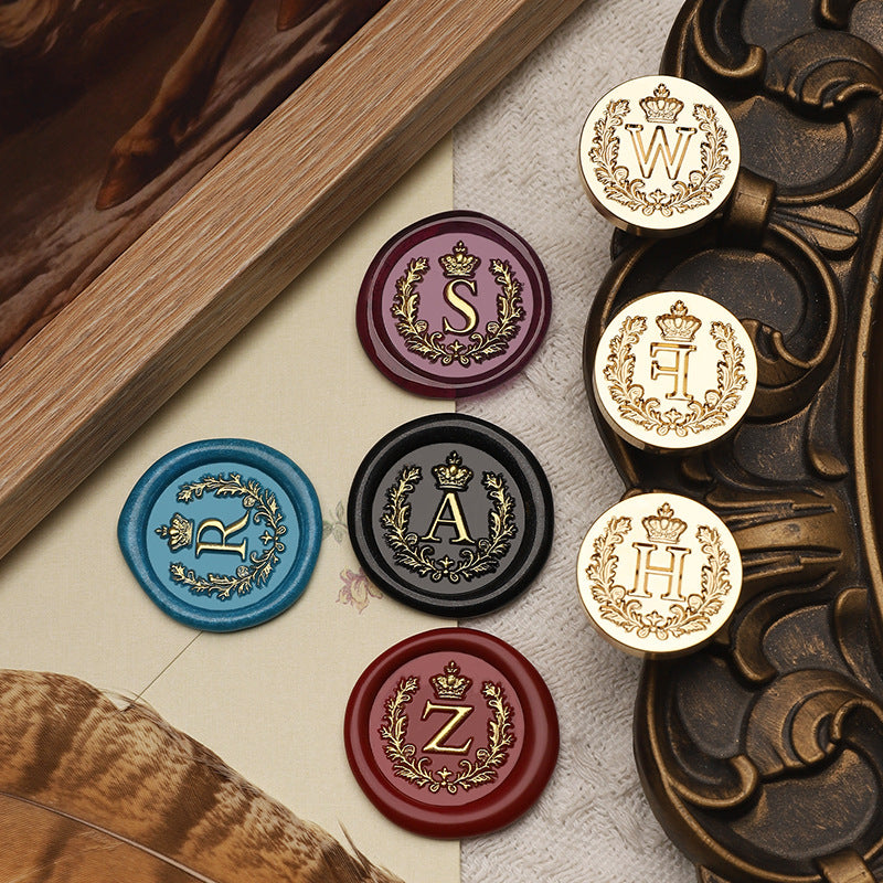 Relief Laurel Alphabet Series Brass Wax Seal Heads